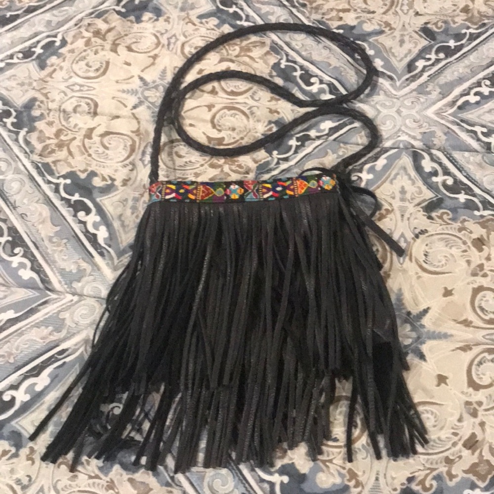 Arloom black fringe crossbody